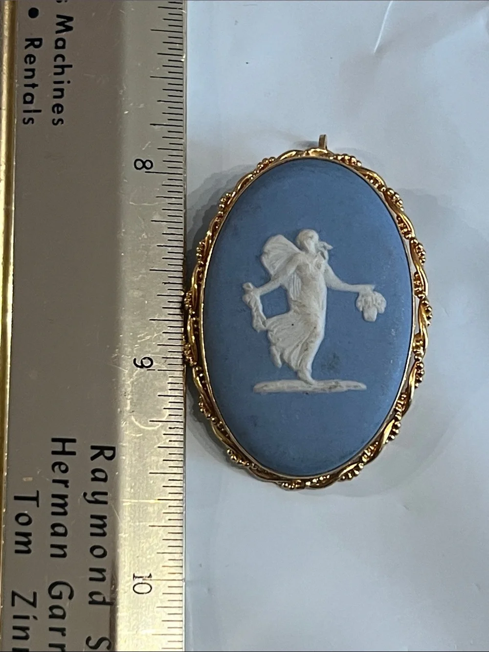 WEDGEWOOD BLUE CAMEO, ENGLAND, 14 K GF, pendant , stamped